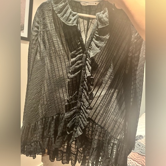 Transparent Zara Black Blouse, size M AU - Picture 3 of 4